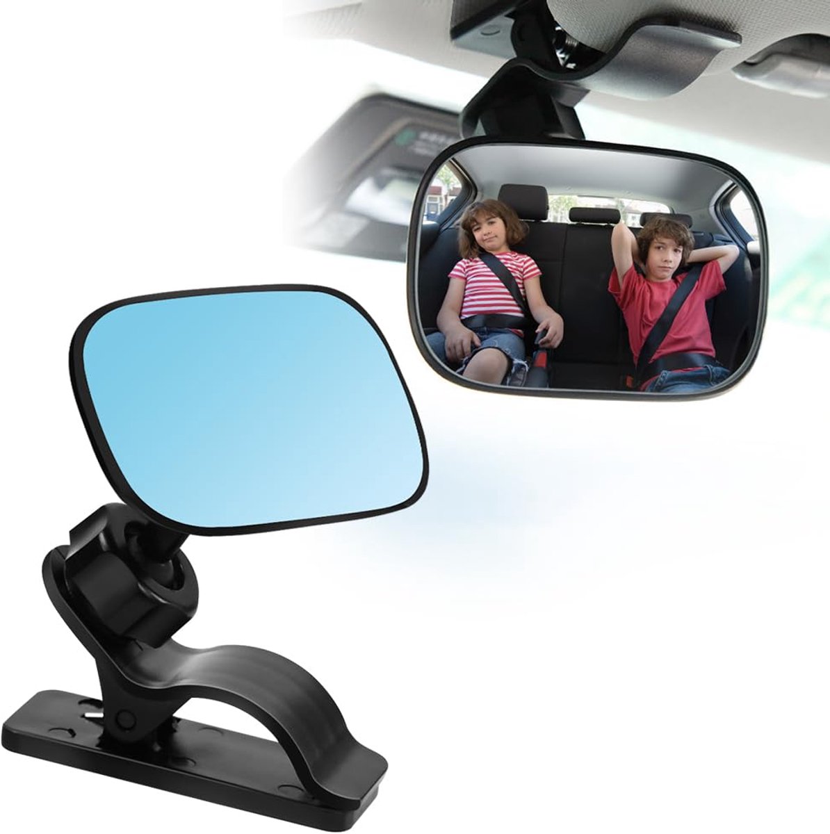 Spiegel Auto Baby 360° Draaibaar Achterbankspiegel Veiligheidsspiegel Baby Spiegel Auto Zonneklep Autospiegel Babys Achterbank met Clips Autostoel Achteruitkijkspiegel voor