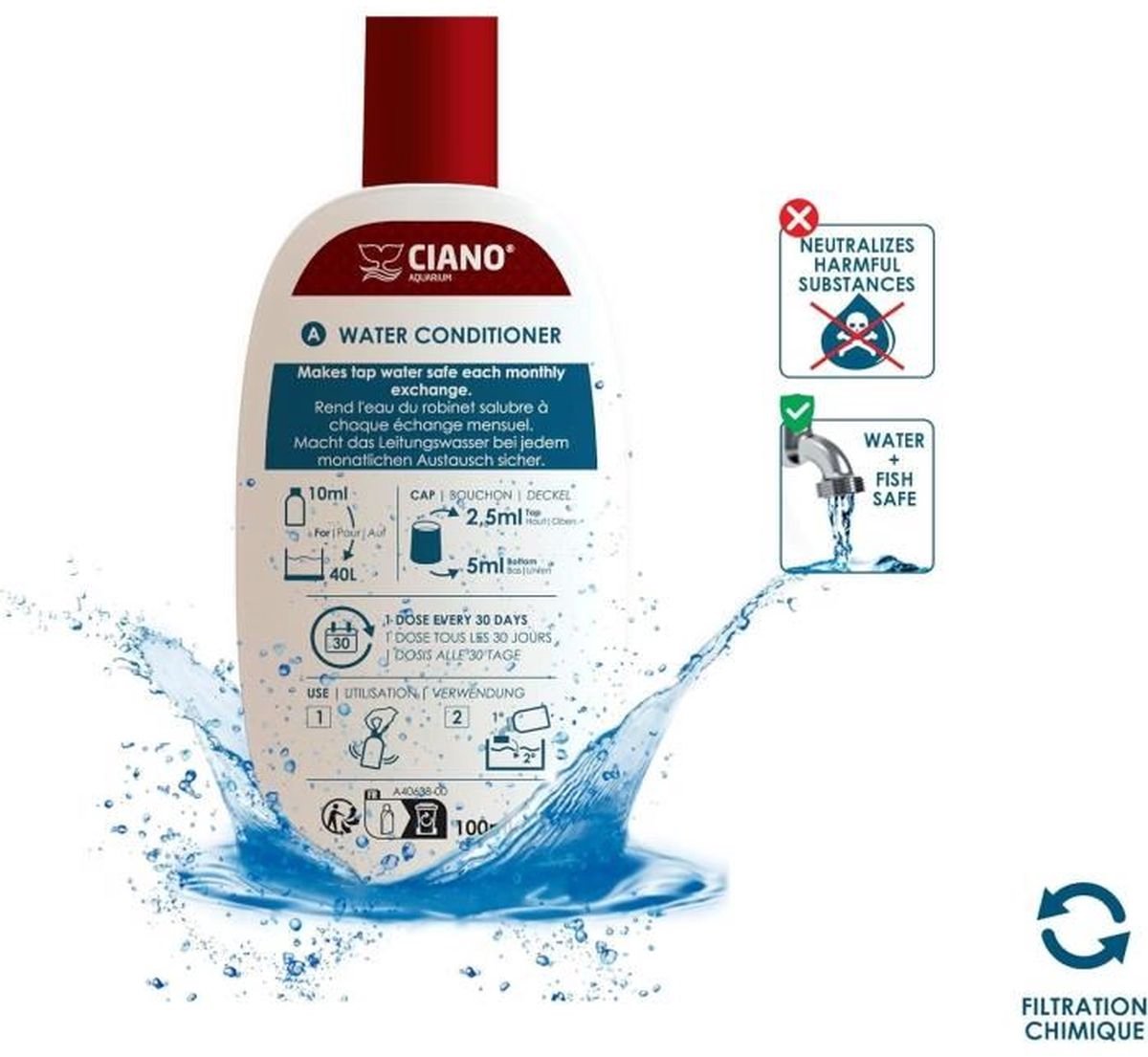 CIANO – Pack Water Care 3x100 ml – Aquarium waterbehandeling – 3-in-1