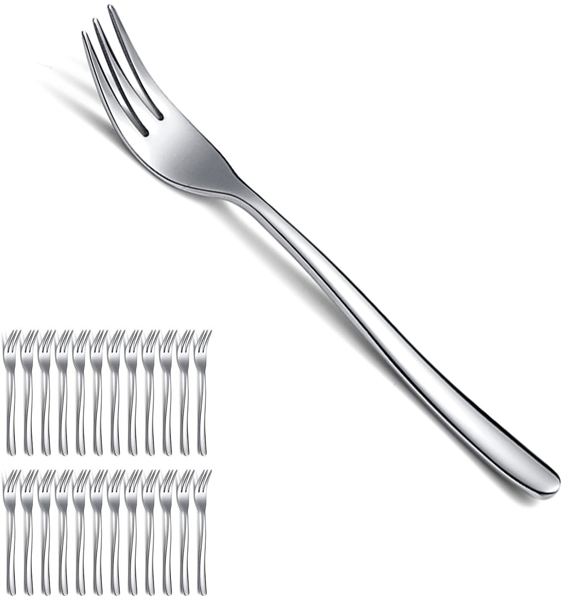 Dailygoods- Dessertvorkjes 24 stuks 15,6 cm - Roestvrij Stalen Taartvorkjes - Theevorkjes - Fruitvorkjes - Gebaksvorkjes - Vaatwasmachinebestendig