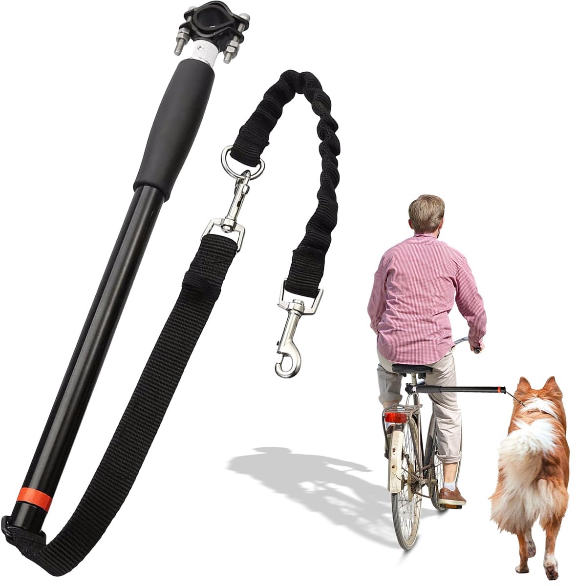 Hondenriem, handsfree fiets-hondenriem, intrekbare hondenriem, trainingslijn, hondenfietsoefenriem voor training, fietsen, outdoor, voor fiets, intrekbaar