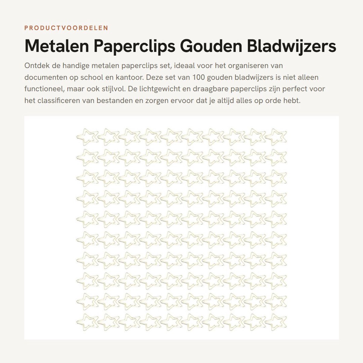 Dailygoods- Paperclips Gouden Set 100 Stuks - Bladwijzers - Documenten Organiseren - Lichtgewicht - Draagbaar - Opbergdoos