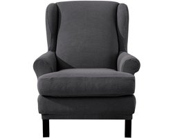 EBETA Jacquard Leunstoelhoezen stoelovertrek, fauteuil overtrek stoelhoes elastisch stretch hoes voor oorfauteuil (Donkergrijs)