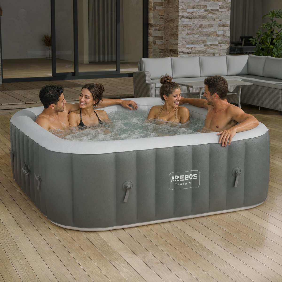 AREBOS Bubbelbad Voor 6 personen - Hottub - met Accessoires - afbeelding 3