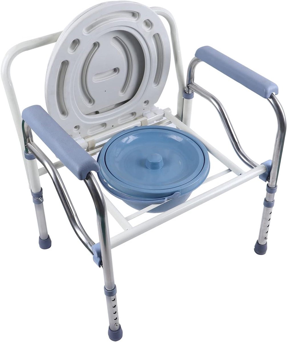 Toiletstoel Opvouwbaar - Potty Chair Toilet Hulp - Ondersteuning Badkamer - Roestvrijstalen Frame - 150 kg - Zilver