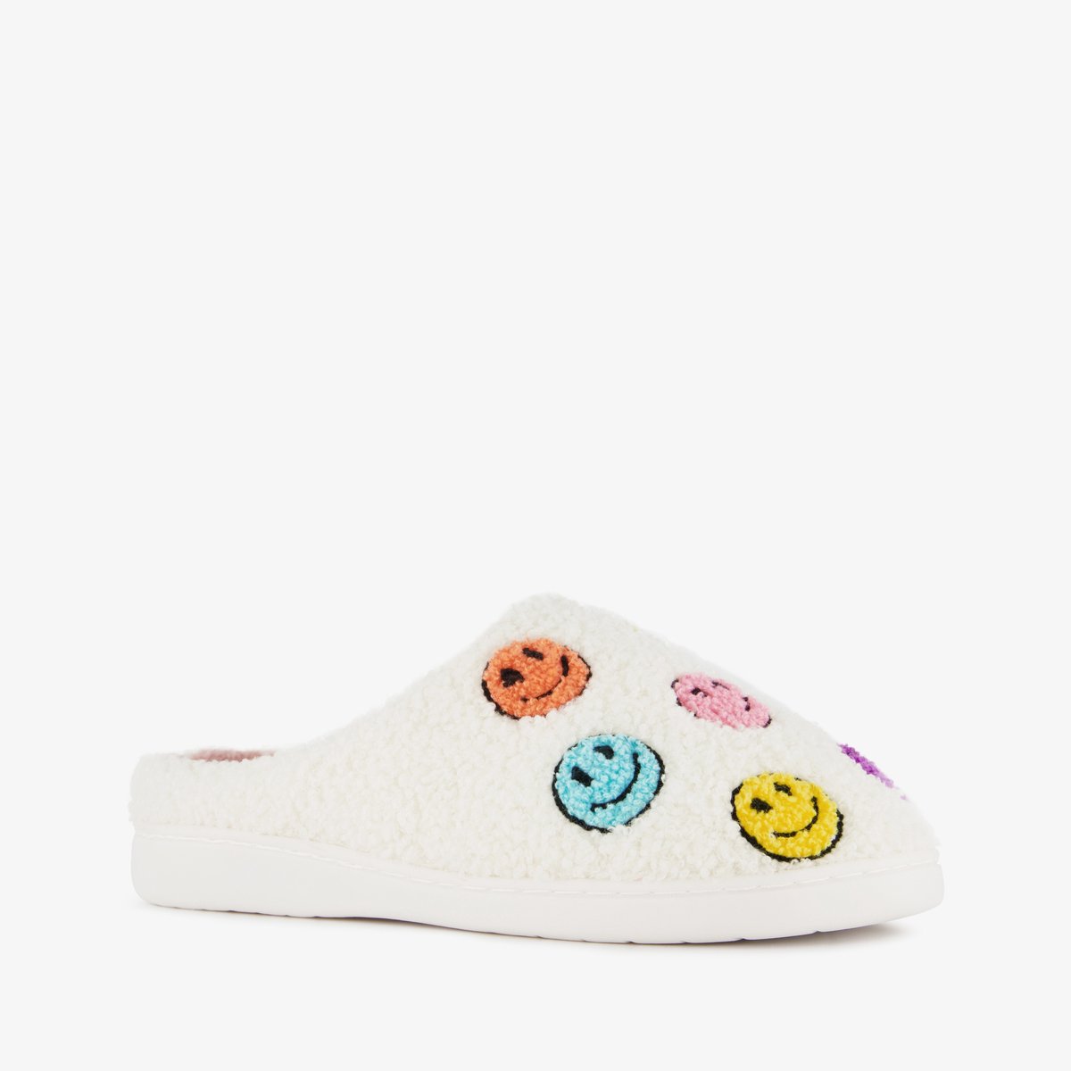 Thu!s dames teddy pantoffels met smileys beige - Maat 41/41 - Sloffen