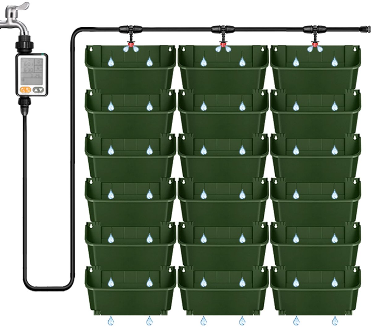 Plantenbakken voor buiten, verticale levende groene muur, plantenbak met vakken, hangende wandhouder voor binnen en buiten (B)