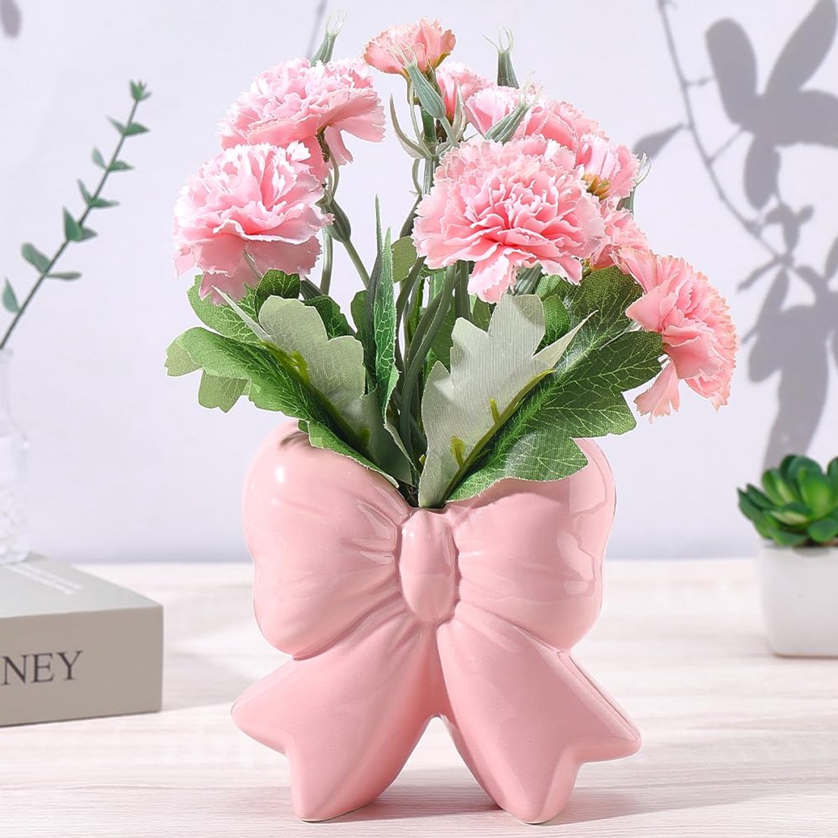 Vaas coquette keramische vaas roze make-up borstel organisator decoratieve pen houder hedendaagse voor bloemen tafel thuis kantoor bruiloft woonkamer decoratie verjaardag