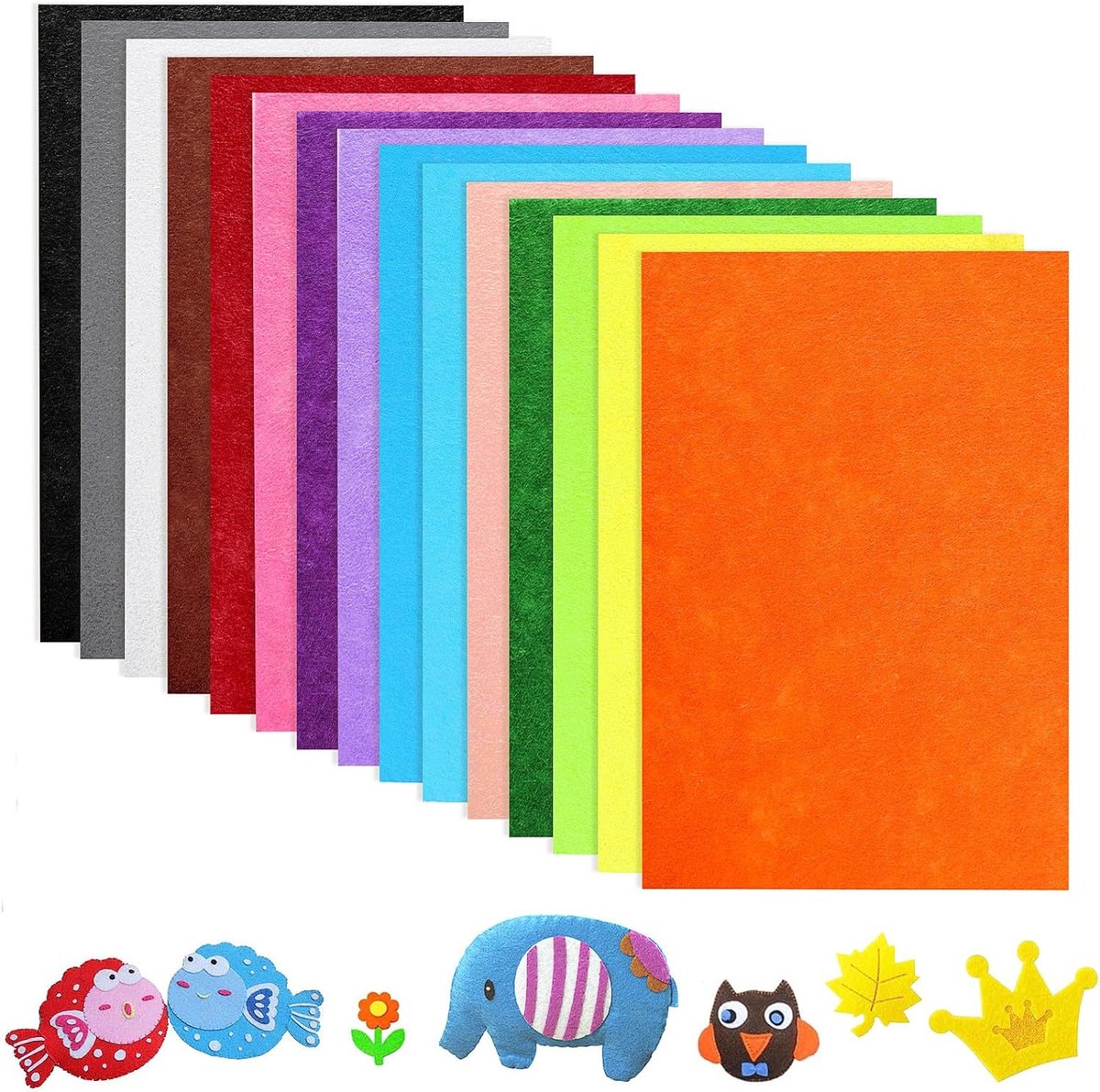 3 mm, 15 kleuren vilt 3 mm viltstof A4 20 x 30 cm gekleurd vilt voor knutselen, vilten platen, voor doe-het-zelfprojecten, handwerk, naaiprojecten, patchwork, decoratie