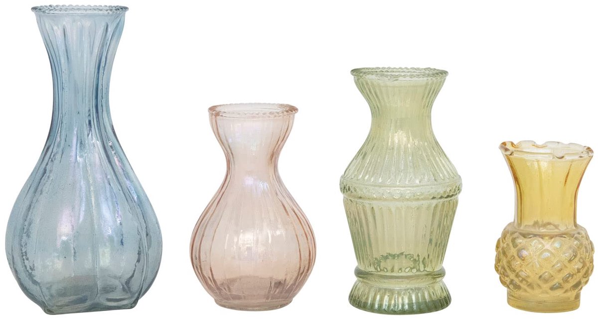 Vaas met inscriptie, 3" L x 3" B x 5" H, Multicolor