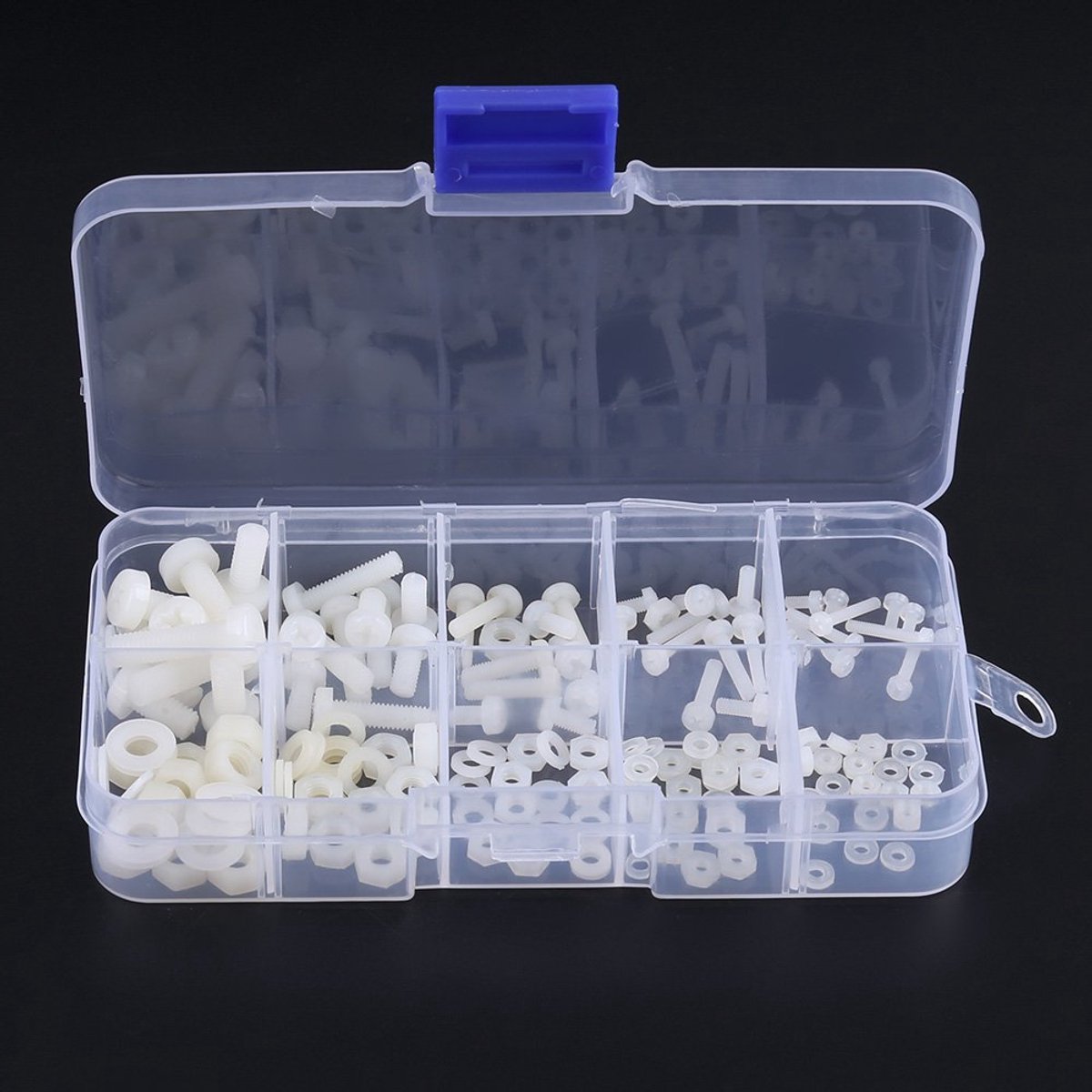 150 stuks schroevenset bouten moeren moeren sluitringen assortiment set van wit nylon M2 M2,5 M3 M4 M5