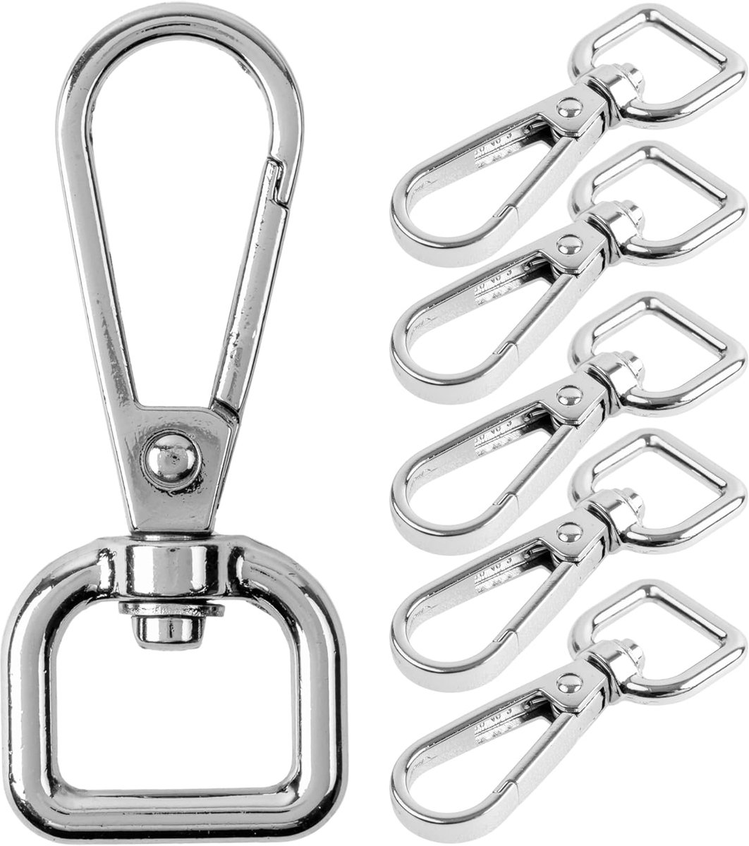 Day Mate Karabijnhaak met wartel, D-ring met karabijnhaak, zakkarabijnhaak met 360° draaibare oogring, metalen riemgesp met knutselhaak