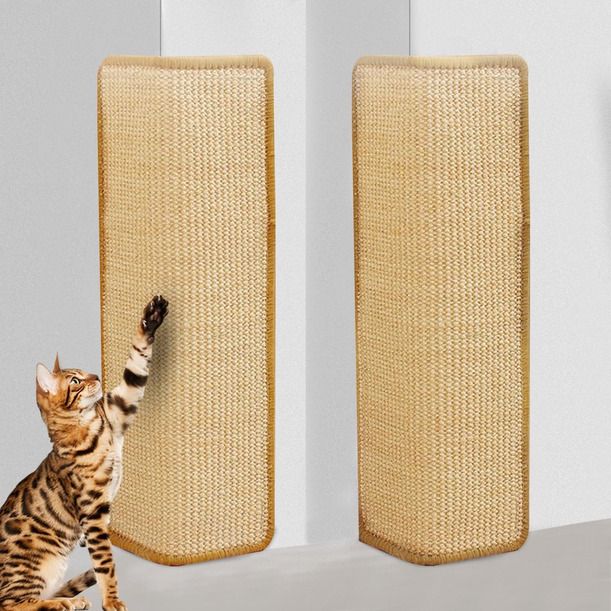 Krabmat voor katten, 2 stuks, sisal, 50 x 25 cm, wand-kattenkrabplank, sisal, deurmat, tapijt voor bank, meubels, deur, krasbescherming, geschikt voor wandmontage