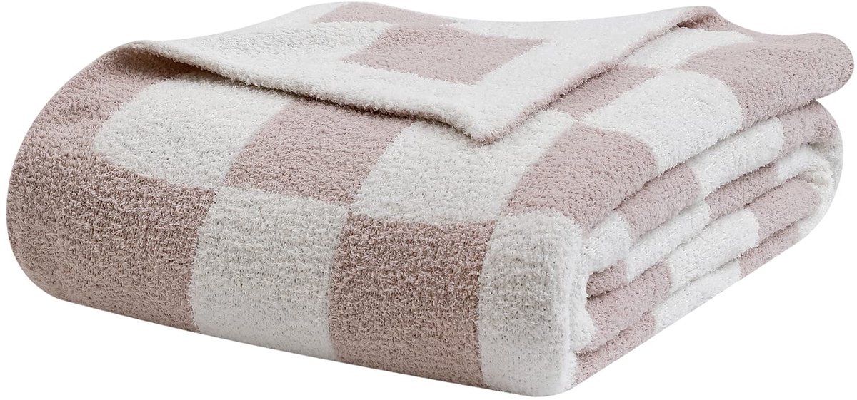 Plaid gebreide zachte gezellige warme microvezel deken decoratie voor bank slaapbank reizen thuis (crème, 127 x 152 cm)