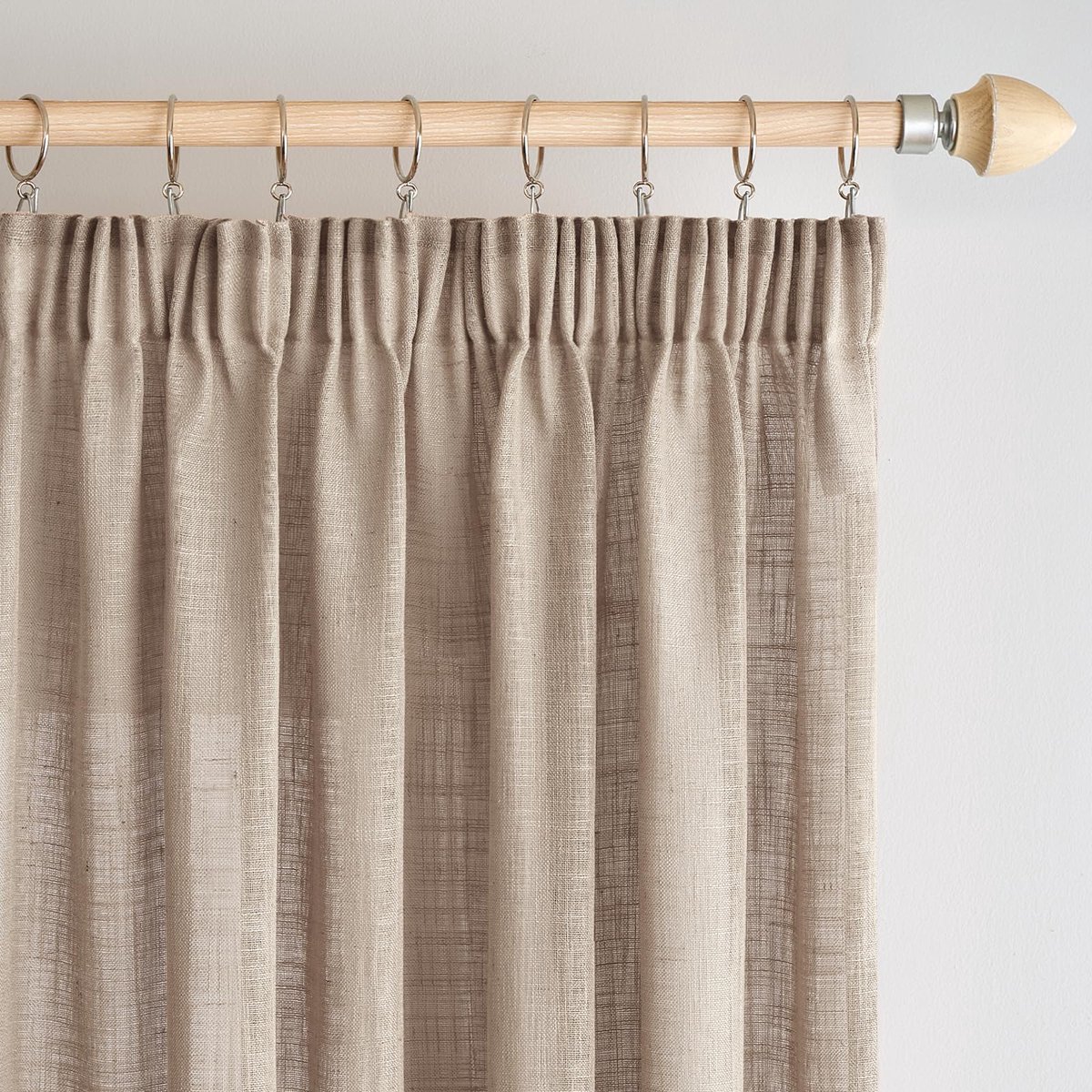 linnen gordijnen met plooiband, moderne transparante decoratieve gordijnen voor woonkamer, raam en slaapkamer, set van 2, 140x225cm, donkerbruin