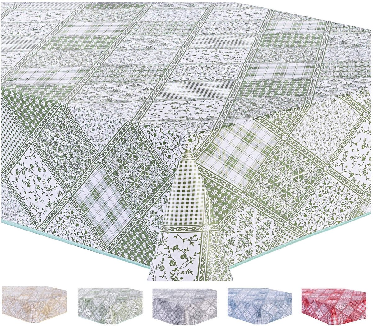 Direct Tafelkleed van pvc, rechthoekig, 140 x 200 cm, saliegroen