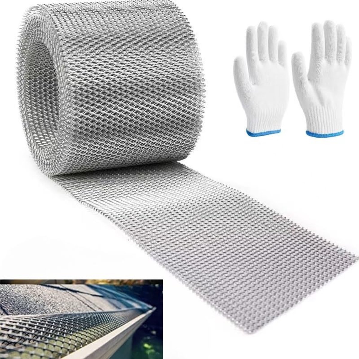 Aluminium Dakgootbescherming van Heavy Duty Dakgootbeschermers Gaas Bladbeschermers voor Dakgoten voor Doe-het-zelf Snijden Regendakgootbeschermers (12,7CM X 600CM)