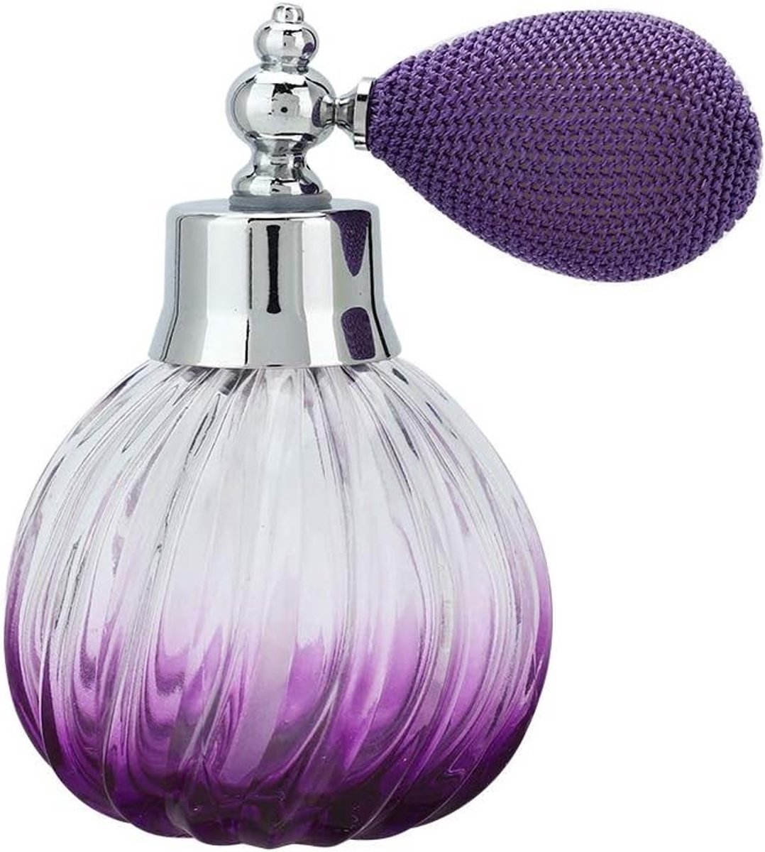 Vintage Glazen Parfumfles 90ml - Navulbare Parfum Spray Fles met Atomizer in Paars - Perfect voor Reizen en Cadeaus