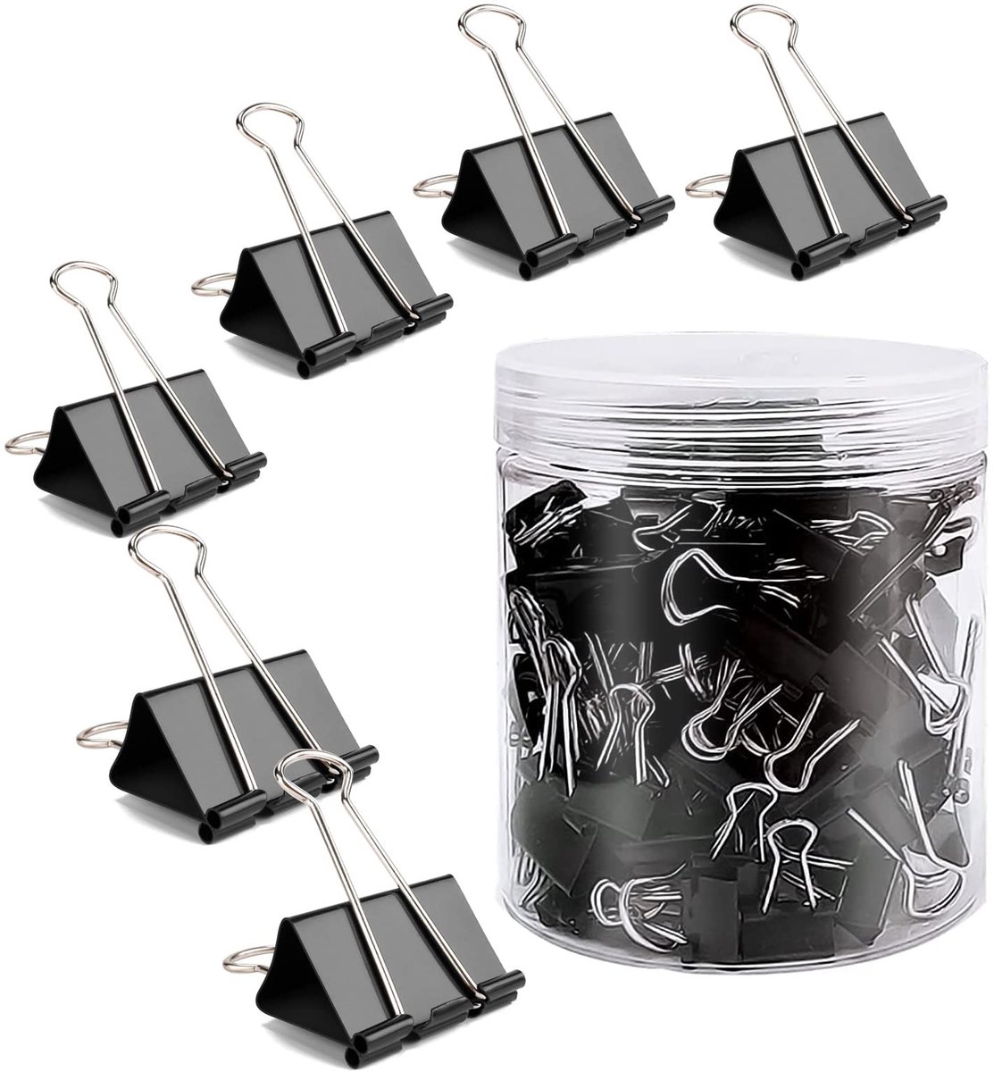 Dailygoods - 100 Stuks Foldback Clips Set Foldback Clips 25mm Zwart Binder Clips Metalen Clip voor Kantoor School Brief Paperclip Kantoorbenodigdheden