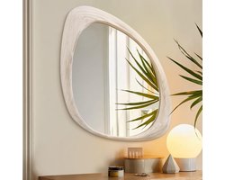 Dailygoods - AAZZKANG Onregelmatige houten wandspiegel 65 l x 45 W cm, asymmetrisch, minimalistisch, decoratief, grote spiegels voor slaapkamer, woonkamer, entree, badkamer