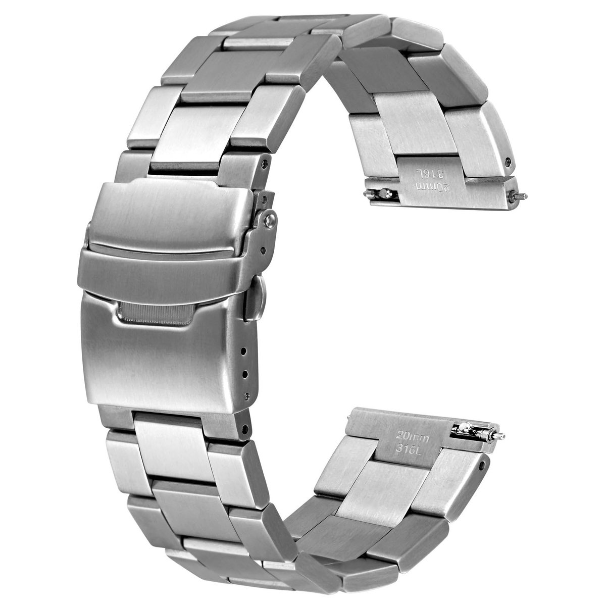 Dailygoods- Horlogeband Roestvrij Staal - Duurzaam - Verstelbaar - Horlogeband voor Mannen/Vrouwen - Dubbele Flip Lock Gesp - Geborstelde Afwerking - Horlogearmband