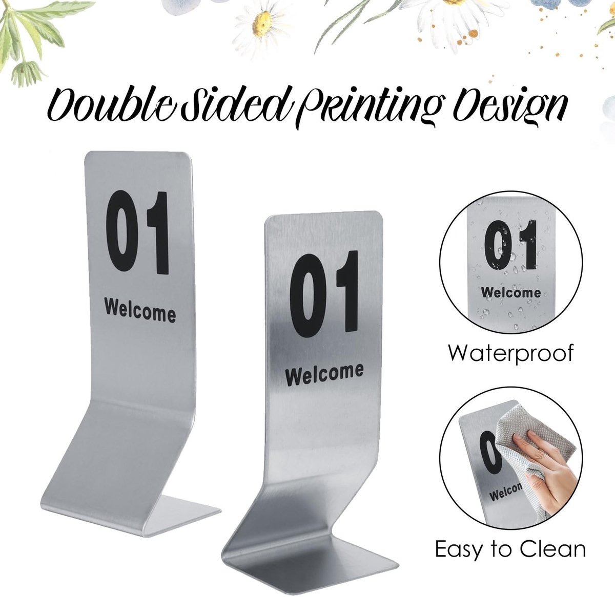 Dailygoods- Tafelnummers Set van 10 - Dubbelzijdig Genummerd - Roestvrij Stalen Tafelbord - Tafelnummerkaart - Decoratie voor Evenementen - Gewicht 1093 g - Tafelnummer