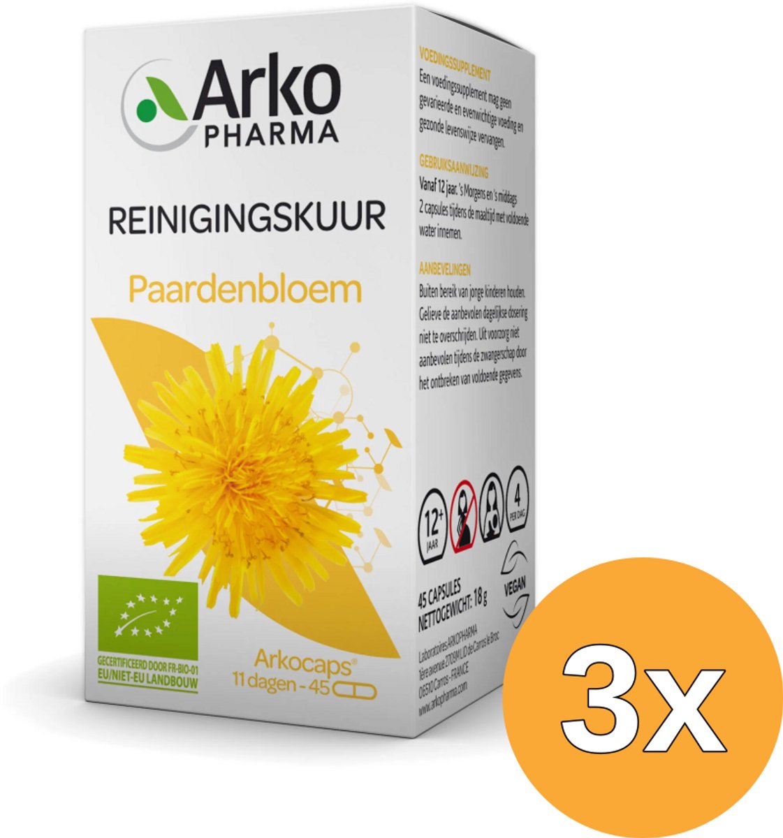 3x Arkocaps Paardenbloem Bio (45 capsules)