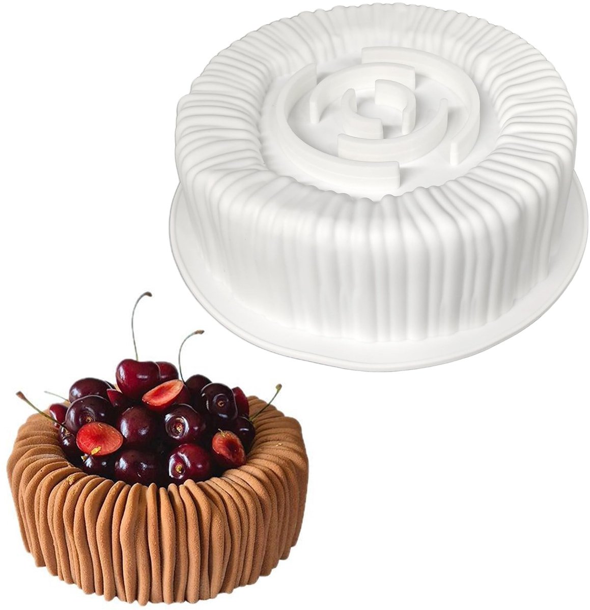 Dailygoods - Siliconen bakvormen voor cake, 20 cm, ronde siliconen cakevorm, antiaanbaklaag, bakvorm voor brood, cake, pannenkoeken