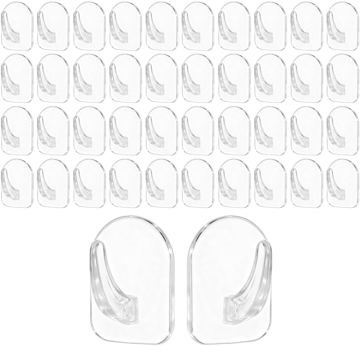 Dailygoods- Kleefhaken 40 stuks - Zelfklevend - Kunststof - Multifunctioneel - Transparant - Afmetingen 3 x 2,3 cm - Wandhaken