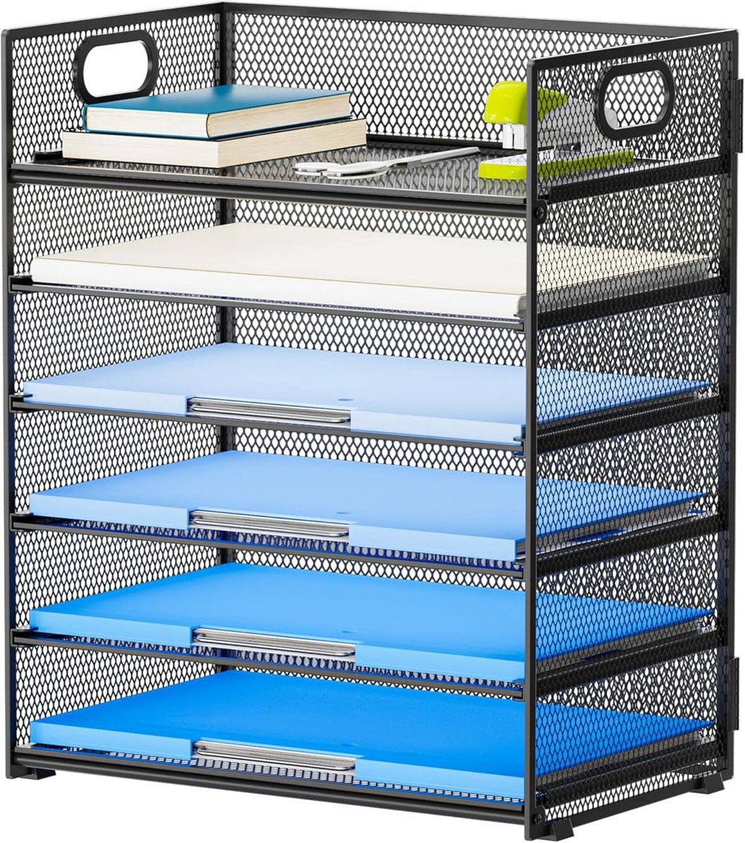 Dailygoods- Papierorganizer 6-laags - Bureaubladorganizer - Metalen gaas - Papiersorteerder - Documenthouder - Handvat voor eenvoudig gebruik