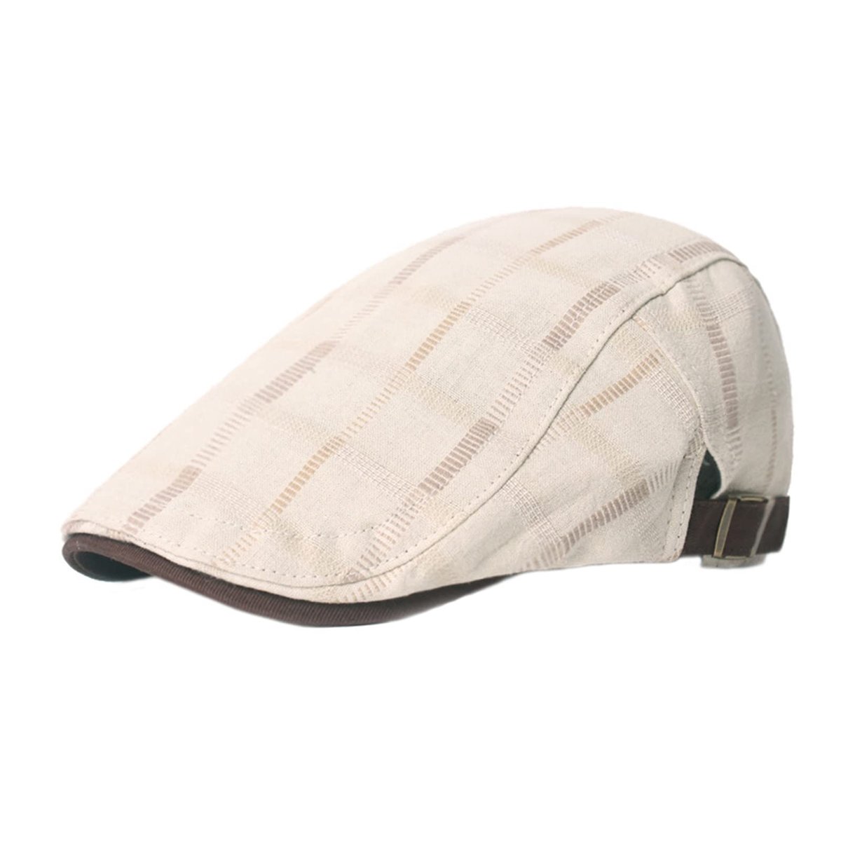 Unisex Newsboy Hoed Verstelbare Platte Cap Katoen Plaid Gatsby Ivy Golf Cabbie Hoed, Beige, one size