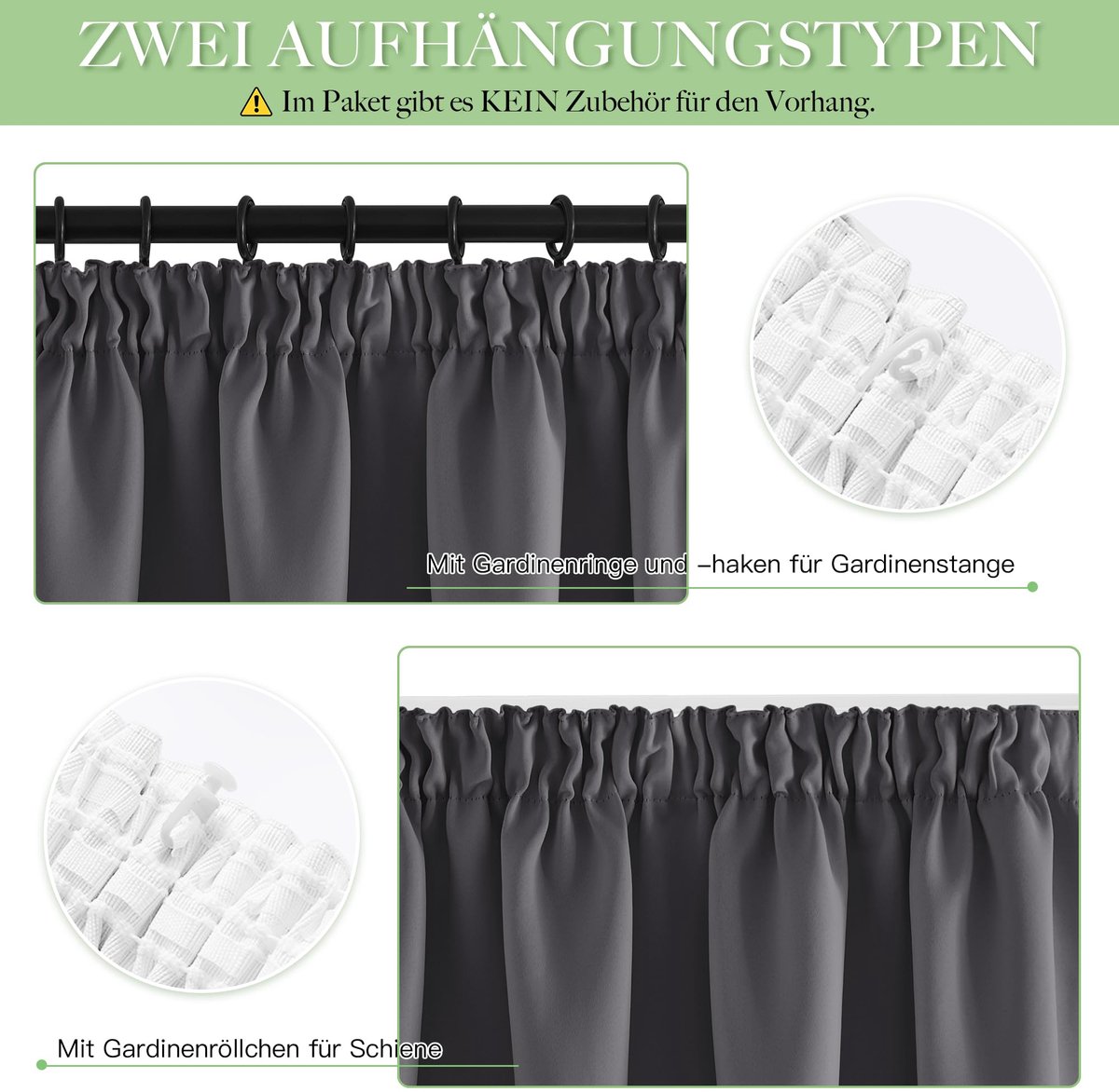 Effen Kleur Verduisterende Gordijnen, Warmte-isolerende Gordijnen, Stijlvol, Geschikt voor Woonkamer Slaapkamer,140B x 240H cm (2 Panelen),Grijs