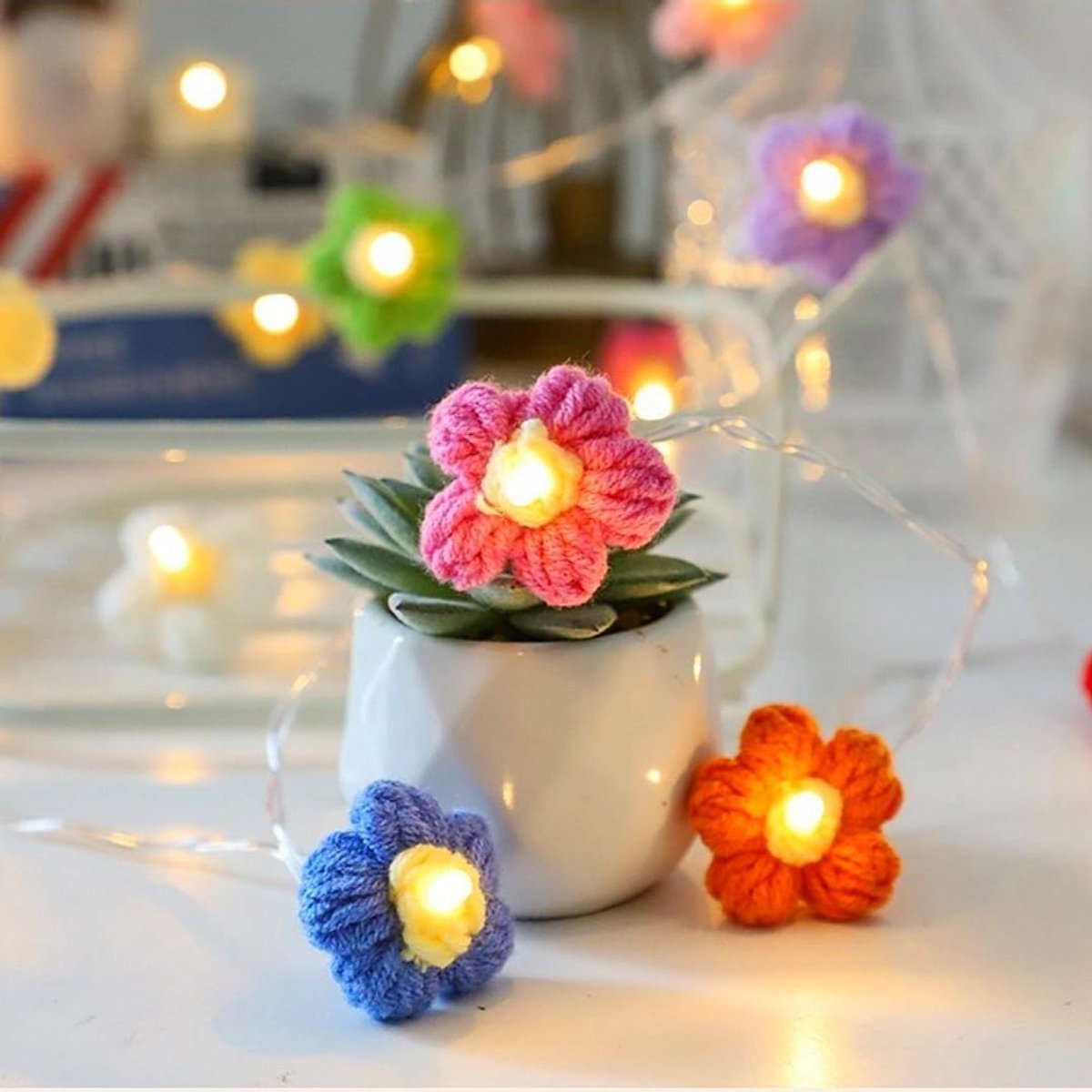 Bloem Lichtsnoer - Fairy Lights - Binnen Decoratie - Batterij Aangedreven - 1.5 Meter - Warm Wit