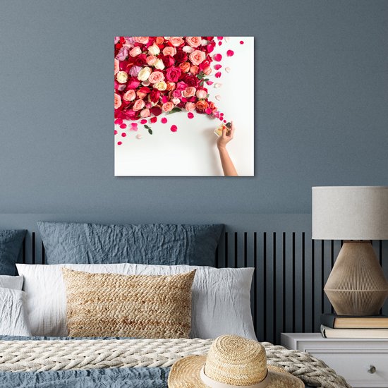 Poster 50x50 cm - Rozen - Parfum - Bloemen - Posters - Kamer decoratie - Wanddecoratie woonkamer - Muurdecoratie slaapkamer