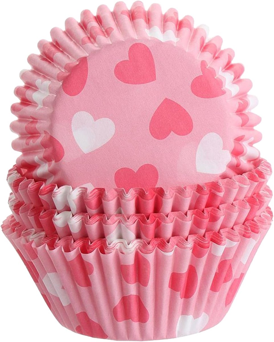Cupcake-vormen voor het bakken, 100 stuks voedselkwaliteit cupcakebekers, standaard geurloze muffinvormen, cake wrappers, antiaanbaklaag, hartvormige print, bakpapier voor bruiloft, verjaardag