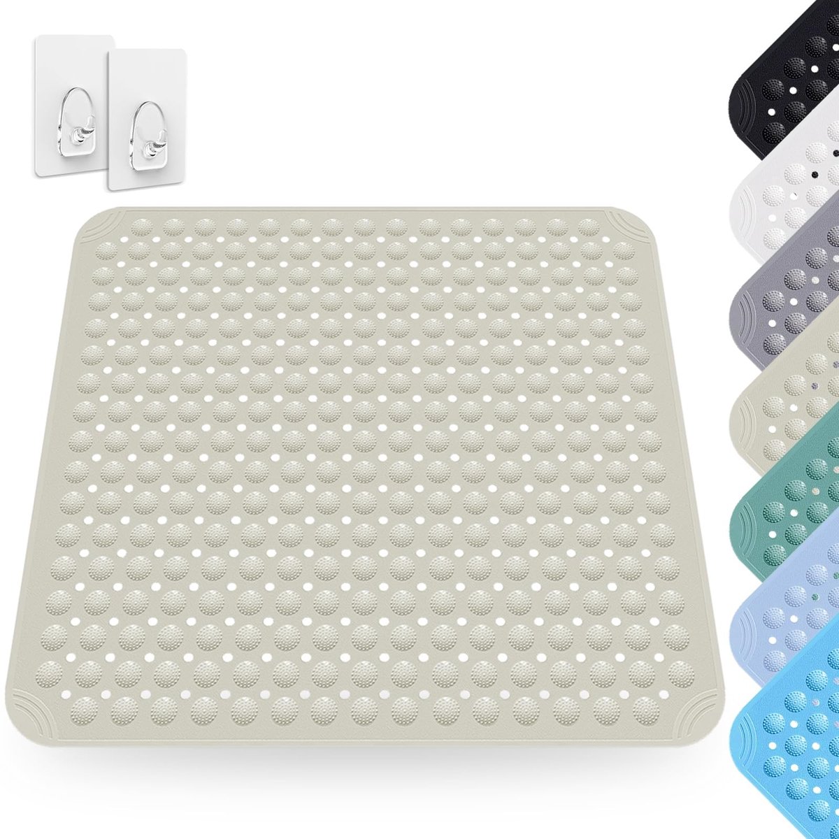 Dailygoods- Douchemat Antislip - 80 x 80 cm - PVC - Wasbaar - Met Zuignappen - Voor Douche/Sauna - Kleur Kaki - Badmat