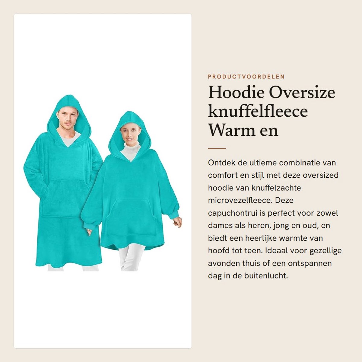 Dailygoods- Hoodie Oversize knuffelfleece met capuchon - Kangoeroezak - XXL-formaat - Voor dames/heren - Warmte van hoofd tot teen - Öko-Tex Standard 100 - Sweatshirt
