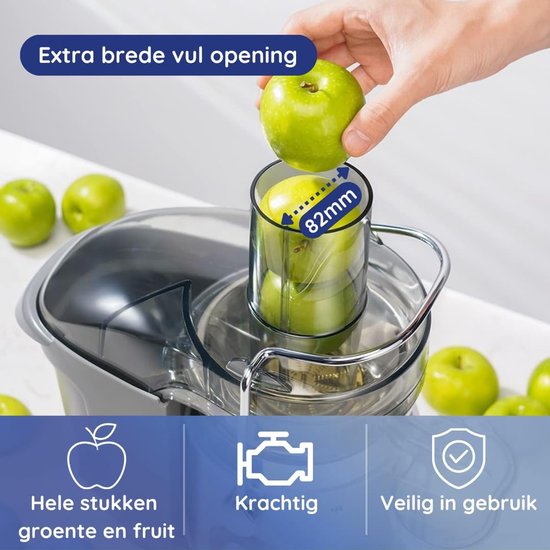 Slowjuicer met Extra Grote Vulopening - 1200 Watt - Voor Fruit & Groenten — afbeelding 5