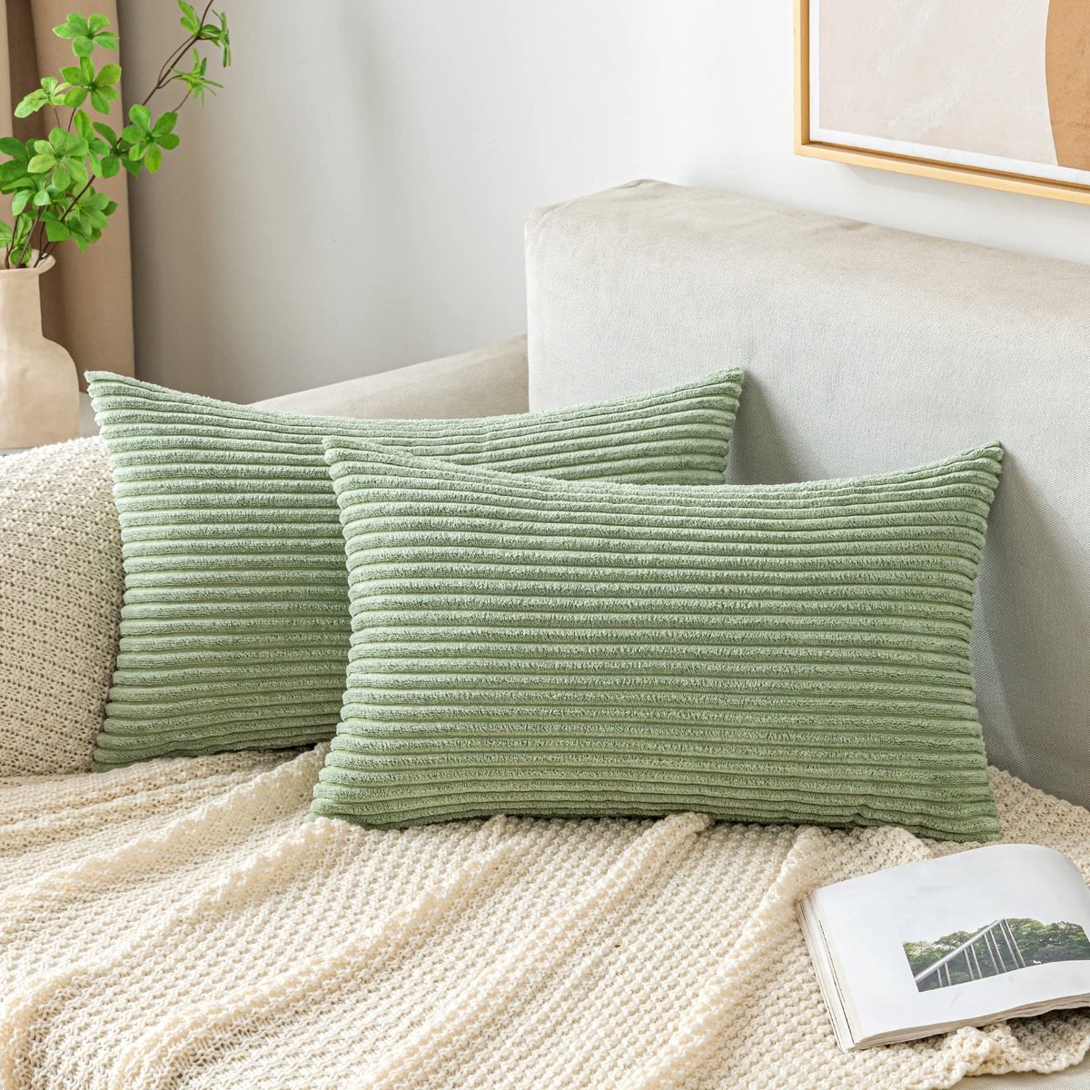 Dailygoods- Sierkussensloop 30x50 cm - Corduroy - Decoratieve Kussenhoes - Zacht Materiaal - Onzichtbare Ritssluiting - 2 Stuks