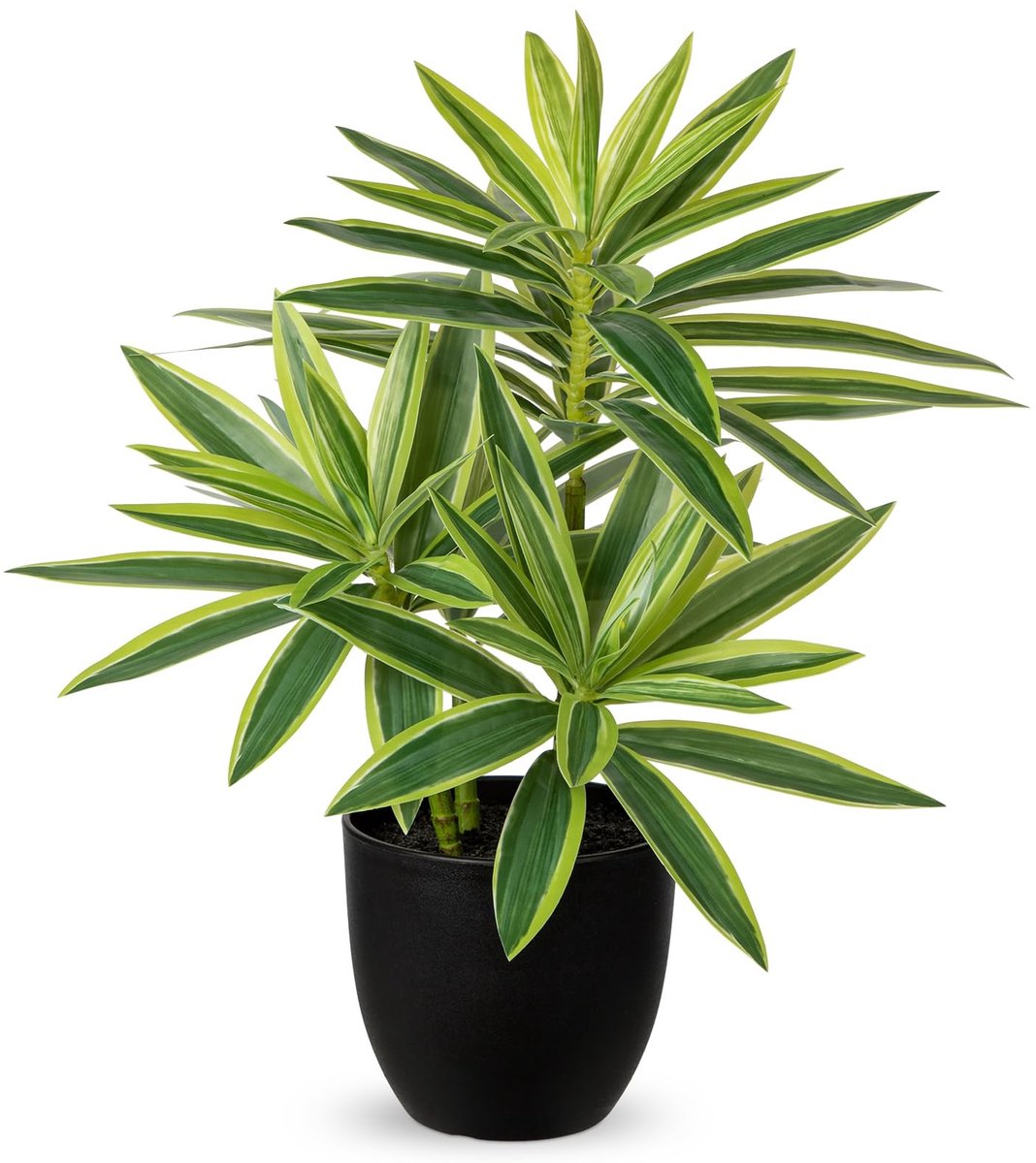 Dailygoods - Oairse 41Cm Nepplanten in Zwarte Potten Kunstmatige Dracaena Plant Decoratieve Nep Potplanten Realistische Faux Kamerplant Voor Thuis Badkamer Woonkamer Keuken Plank Tafel Decoratie