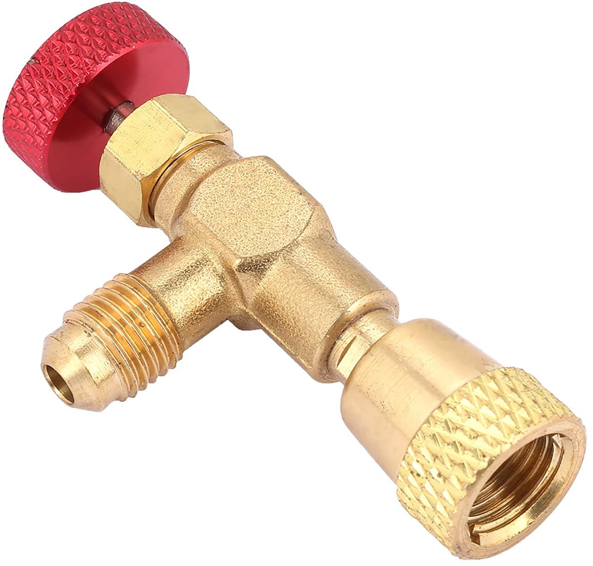 Dailygoods - Regelventiel Adapter R410a - Flexibele Airconditioning Messing - Veiligheidsventiel 1/4 Naar 5/16 - Duurzaam en Betrouwbaar - Voor Koelmi...