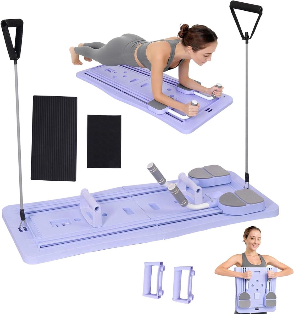 Pilates Board - Fitness Trainer - Thuis Workout - Opvouwbaar Design - 99 x 41 cm - Paars