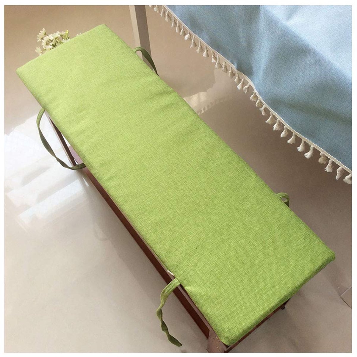 wangk Tuin Bank Kussen met Bevestigingsbanden, 2 of 3 zits Bench Mat Pad Patio Bench Pad ligstoel kussen Patio Rechthoek Bench Kussens, 2cm Dik -Groen 80×30×2cm (31×12×0.8")