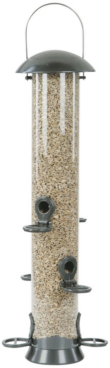 Wildlife Voedersilo voor Tuinvogels – Voedersilo voor Kleine Vogels – Hangend Vogelvoederhuisje – Metaal Grafietgrijs – Extra Brede Opening 8,5 cm