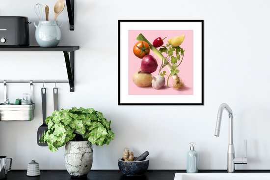 Photo encadrée - Légumes non encore cuits Cadre photo noir avec passe-partout blanc 40x40 40x40 cm - Affiche encadrée (Décoration murale salon / chambre)