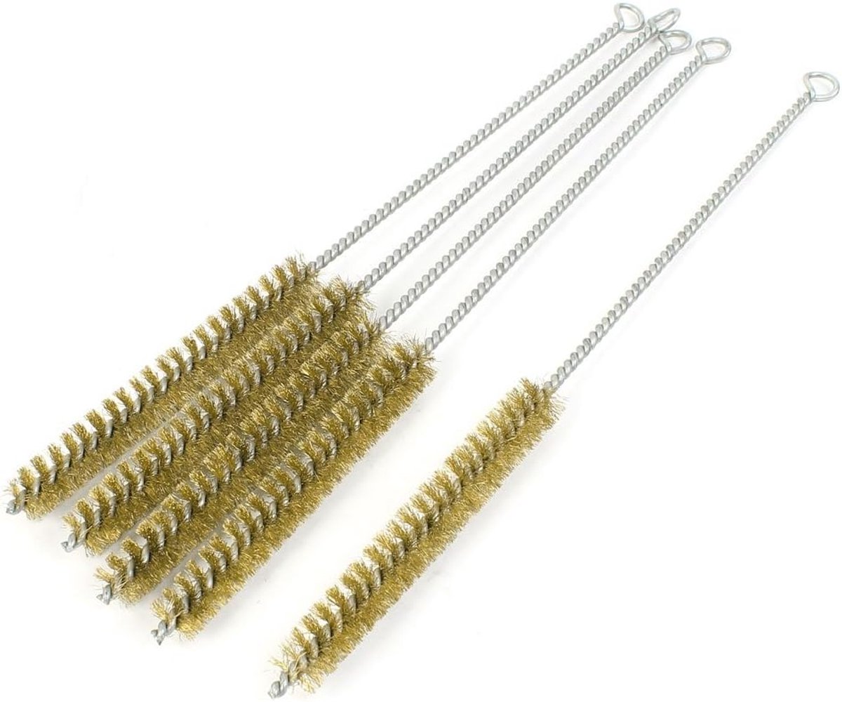 sourcing map Messing Wire Tube Brush Cleaning Tool 15mm x 30cm 5 Stuks