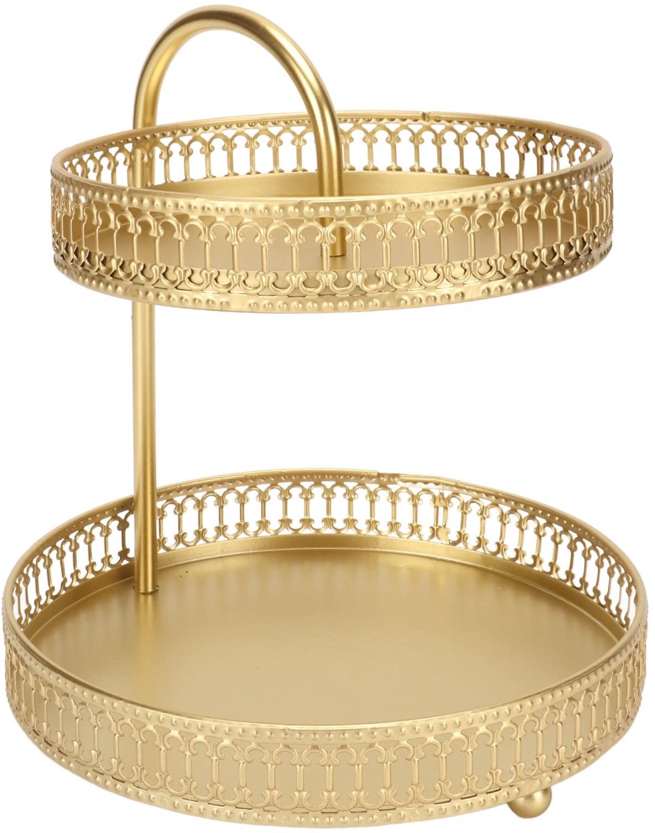 2 Tier Fruit Tray Cake Stand, Goud Grote Capaciteit Dessert Cupcake Stand, Decoratieve Multifunctionele Dessert Display Stands Cake Server voor Home Party Keuken Tea Party,