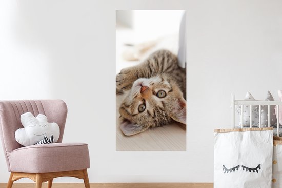 Stickers muraux - Autocollants - Chaton - Soleil - Marron - Filles - Enfants - Garçons - Enfant - 60x120 cm - Autocollants Stickers muraux pour chambre d'enfant - Papier peint autocollant - Papier peint autocollant - Autocollants