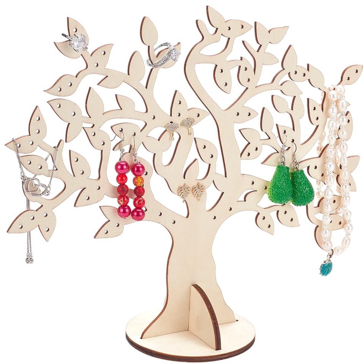Dailygoods- Sieradenhouder - Elegante Sieradenstandaard - Multifunctionele Sieradenboom - 42 Pairs Oorbellen - Houten Sieradenrek - 10 x 30 x 25 cm - Sieradenstand