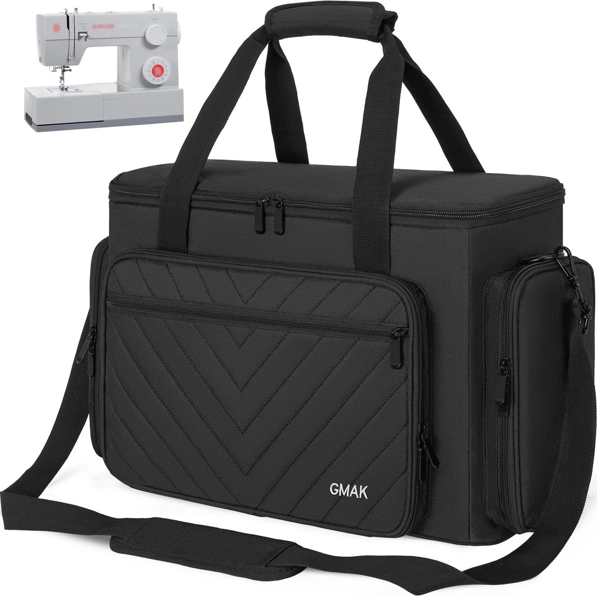 Dailygoods- Naaimachine Koffer - Draagtas met Verwijderbare Vulling - Universele Naaimachine Draagtas - Opberg Organizer - 45 x 20 x 32 cm - Meerdere Compartimenten - Naaimachine Tas