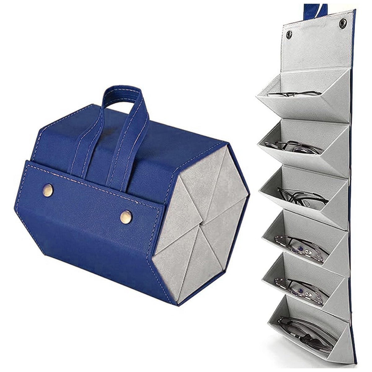 Dailygoods- Zonnebril Opbergdoos 6 Compartimenten - Brillendoos - Brillenhouder - Accessoires - Ideaal voor 1/2 Stuks - Duurzaam Materiaal